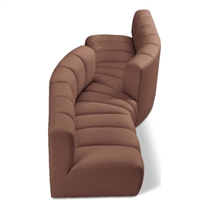 Bowery Hill Contemporary Cognac Vegan Leather Modular Sectional