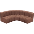 Bowery Hill Contemporary Cognac Vegan Leather Modular Sectional