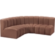 Bowery Hill Contemporary Cognac Vegan Leather Modular Sectional