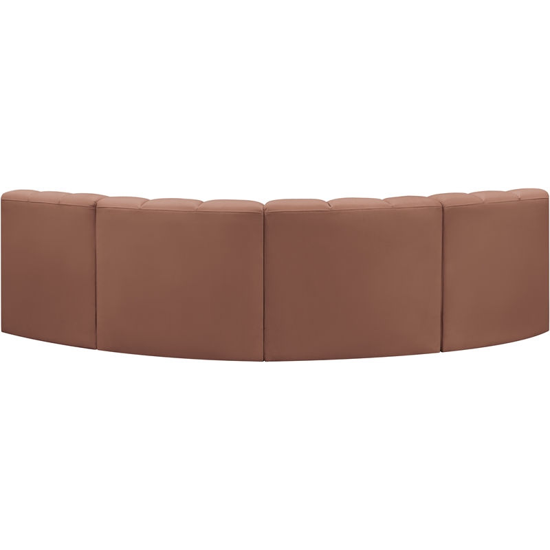 Bowery Hill Contemporary Cognac Vegan Leather Modular Sectional