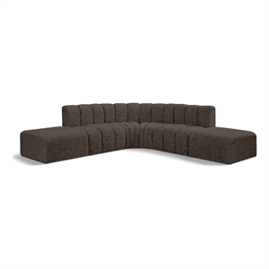 Bowery Hill Contemporary Brown Boucle Fabric Modular Sectional