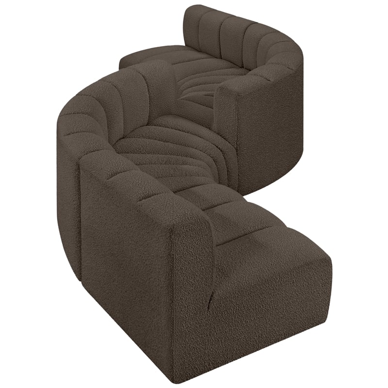 Bowery Hill Contemporary Brown Boucle Fabric Modular Sectional