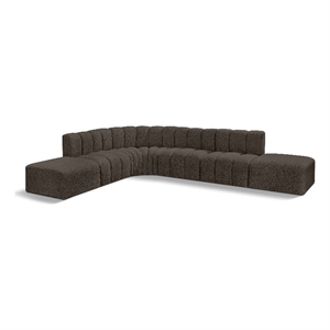 Bowery Hill Contemporary Brown Boucle Fabric Modular Sectional
