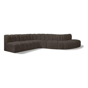 Bowery Hill Contemporary Brown Boucle Fabric Modular Sectional