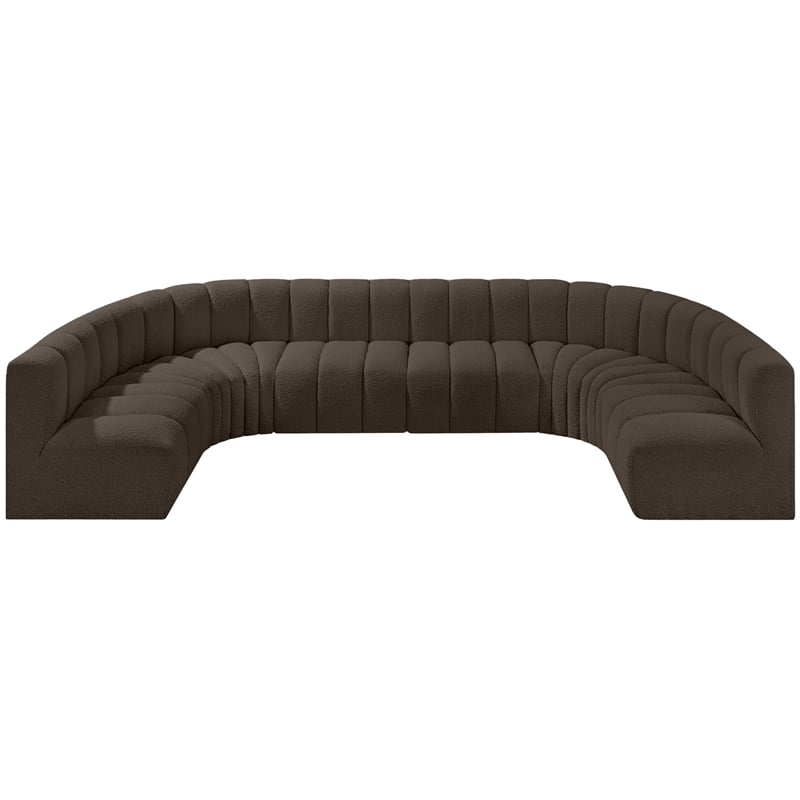 Bowery Hill Contemporary Brown Boucle Fabric Modular Sectional