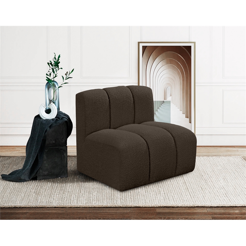 Bowery Hill Contemporary Rich Brown Boucle Fabric Straight Chair