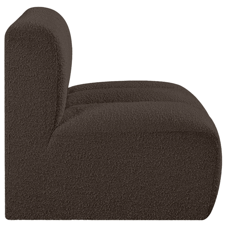 Bowery Hill Contemporary Rich Brown Boucle Fabric Straight Chair