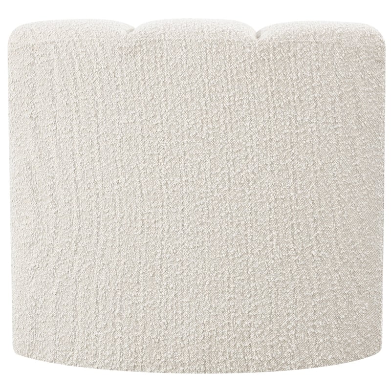 Bowery Hill Contemporary Rich Cream Boucle Fabric Curved Corner