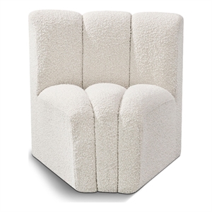 Bowery Hill Contemporary Rich Cream Boucle Fabric Curved Corner