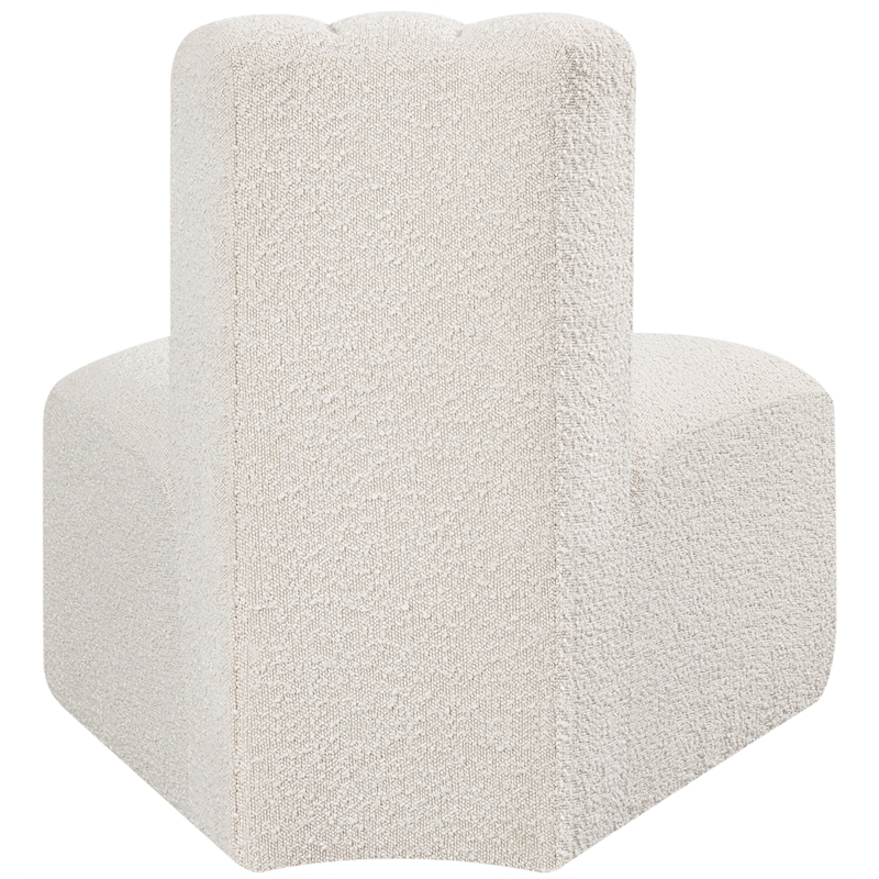 Bowery Hill Contemporary Rich Cream Boucle Fabric Reverse Corner