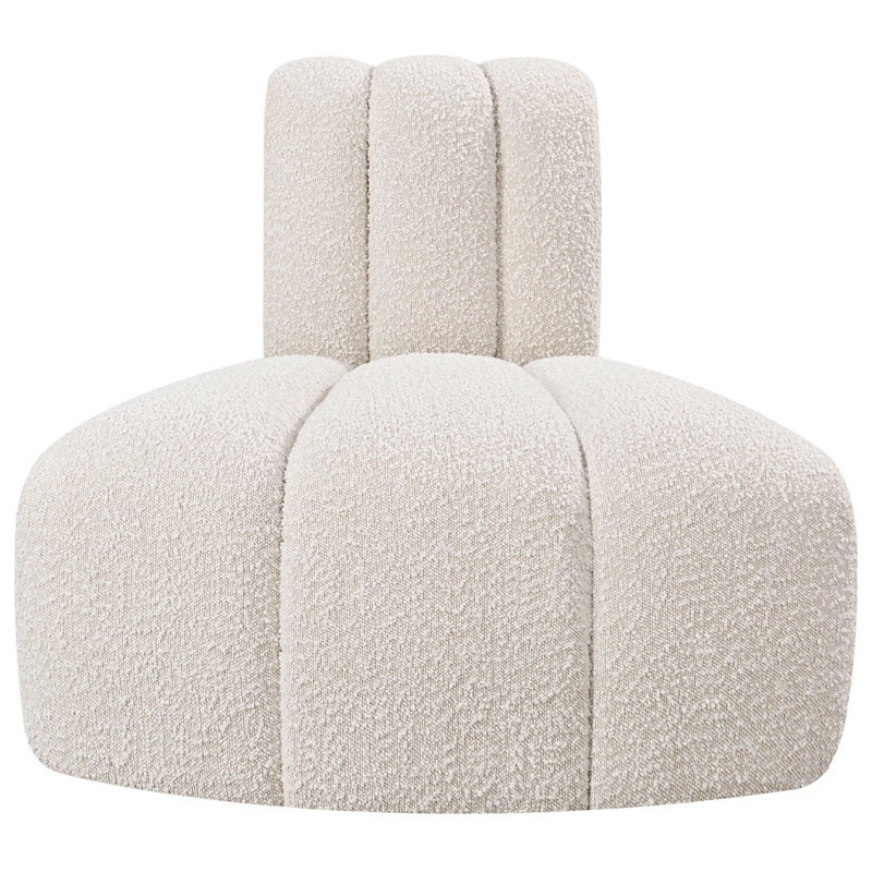 Bowery Hill Contemporary Rich Cream Boucle Fabric Reverse Corner