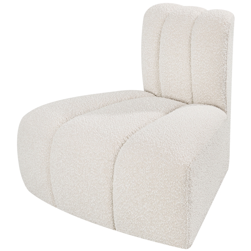 Bowery Hill Contemporary Rich Cream Boucle Fabric Reverse Corner