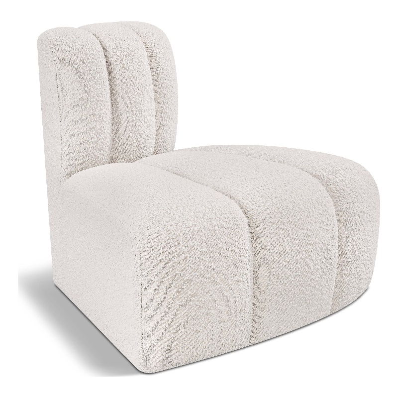 Bowery Hill Contemporary Rich Cream Boucle Fabric Reverse Corner