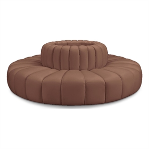 Bowery Hill Contemporary Cognac Vegan Leather Modular Sectional