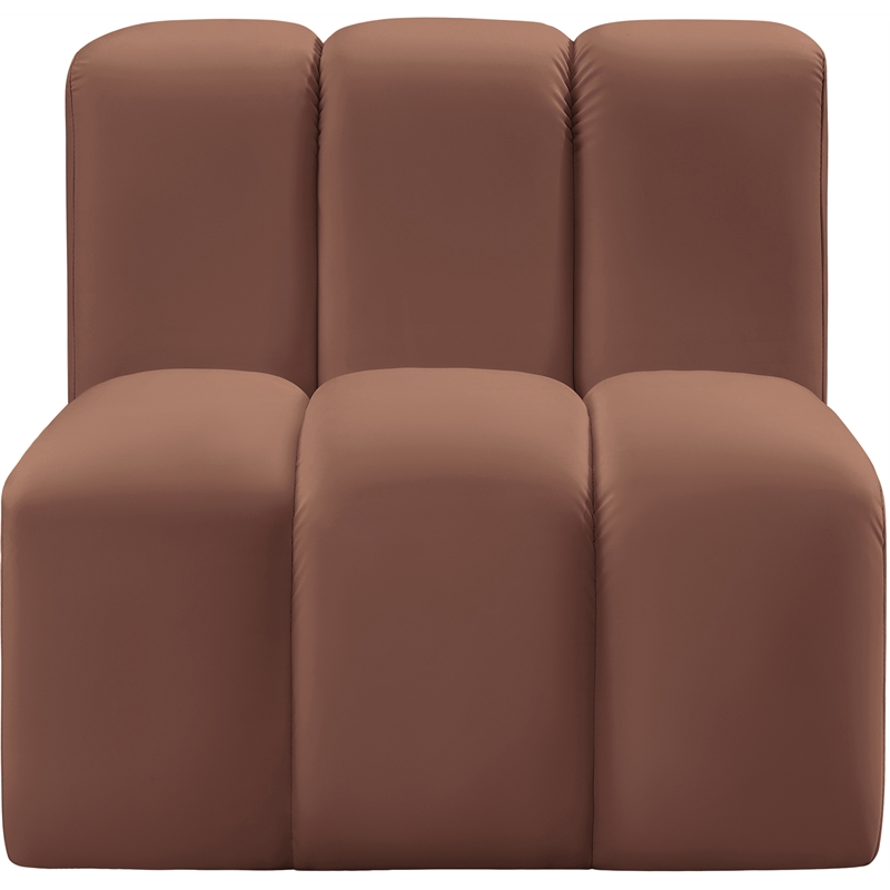 Bowery Hill Contemporary Cognac Vegan Leather Straight Chair