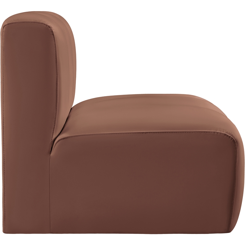 Bowery Hill Contemporary Cognac Vegan Leather Straight Chair