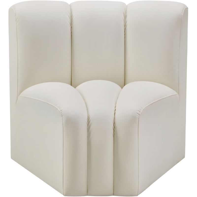 Bowery Hill Contemporary Soft Cream Vegan Leather Curved Corner