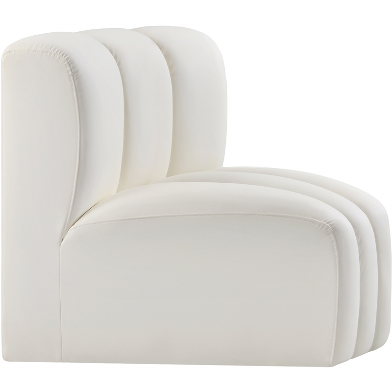 Bowery Hill Contemporary Soft Cream Vegan Leather Curved Corner