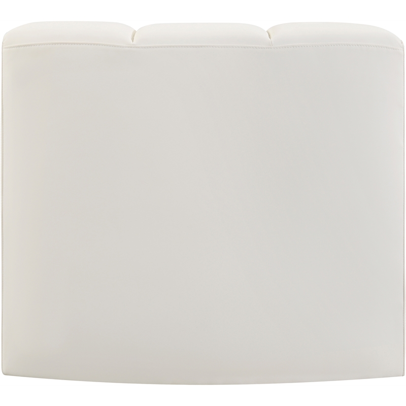 Bowery Hill Contemporary Soft Cream Vegan Leather Curved Corner