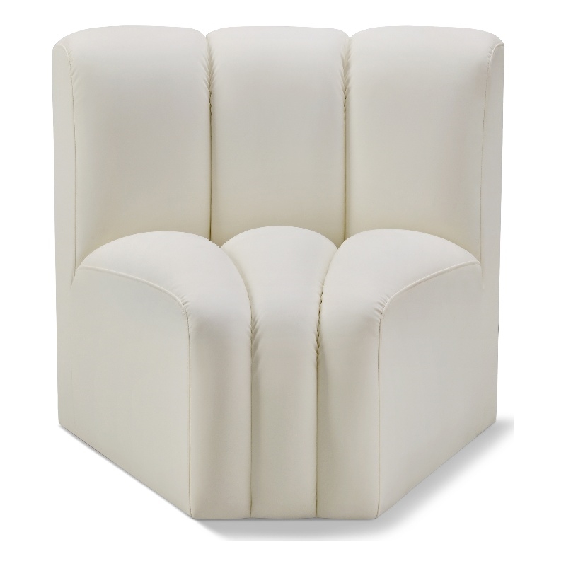 Bowery Hill Contemporary Soft Cream Vegan Leather Curved Corner