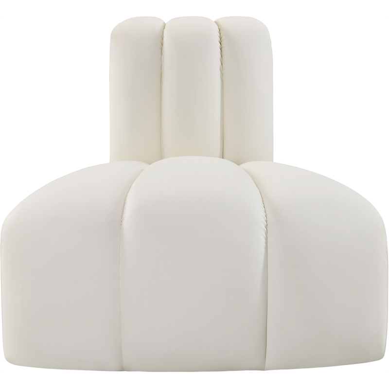 Bowery Hill Contemporary Soft Cream Vegan Leather Reverse Corner