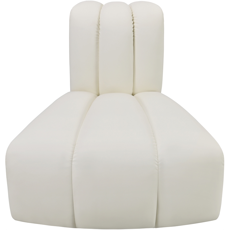 Bowery Hill Contemporary Soft Cream Vegan Leather Reverse Corner