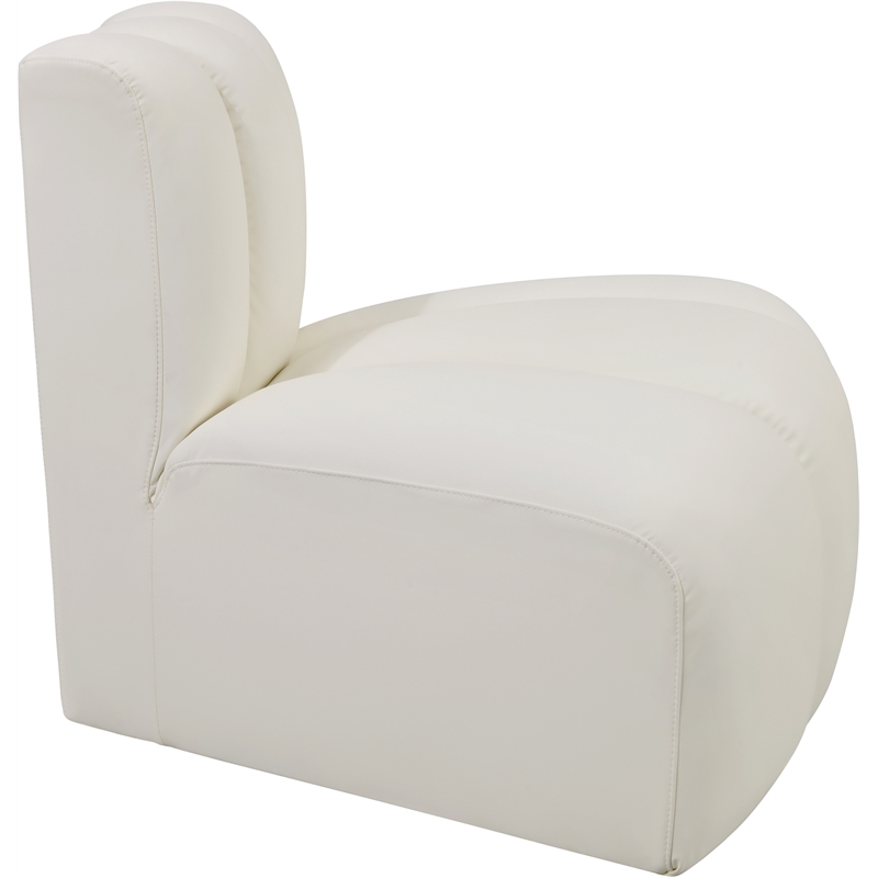 Bowery Hill Contemporary Soft Cream Vegan Leather Reverse Corner