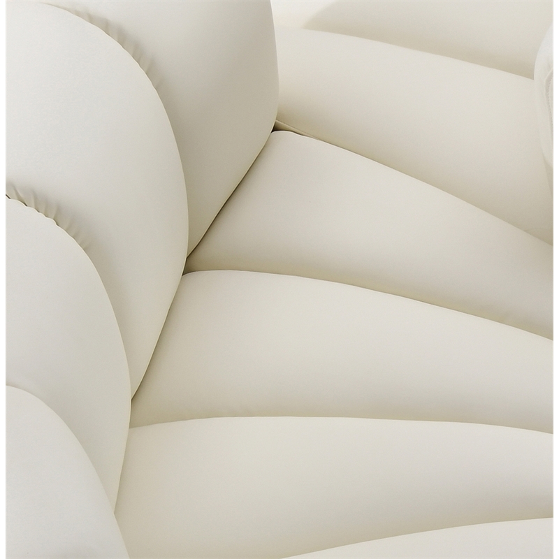Bowery Hill Contemporary Soft Cream Vegan Leather Reverse Corner