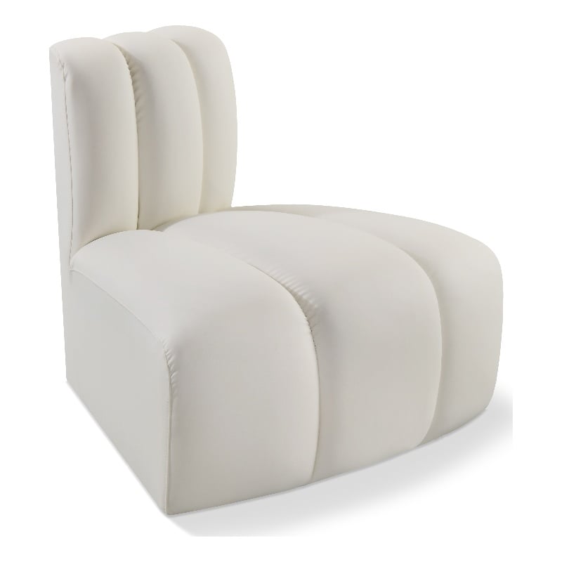 Bowery Hill Contemporary Soft Cream Vegan Leather Reverse Corner