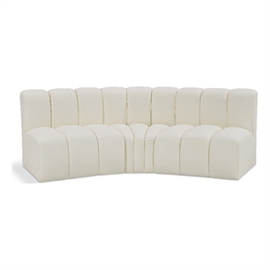 Bowery Hill Contemporary Cream Vegan Leather Modular Sectional