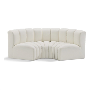 Bowery Hill Contemporary Cream Vegan Leather Modular Sectional