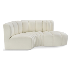 Bowery Hill Contemporary Cream Vegan Leather Modular Sectional