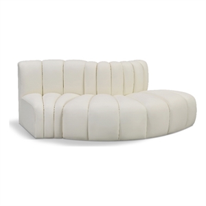 Bowery Hill Contemporary Cream Vegan Leather Modular Sectional