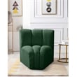 Bowery Hill Contemporary Rich Green Boucle Fabric Curved Corner