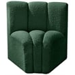 Bowery Hill Contemporary Rich Green Boucle Fabric Curved Corner