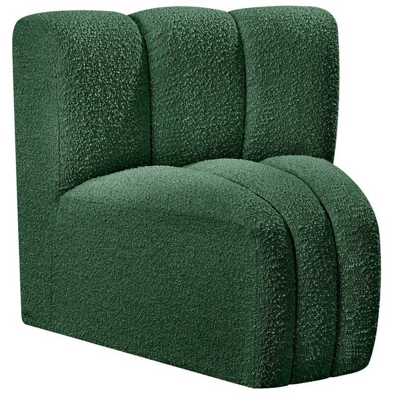 Bowery Hill Contemporary Rich Green Boucle Fabric Curved Corner