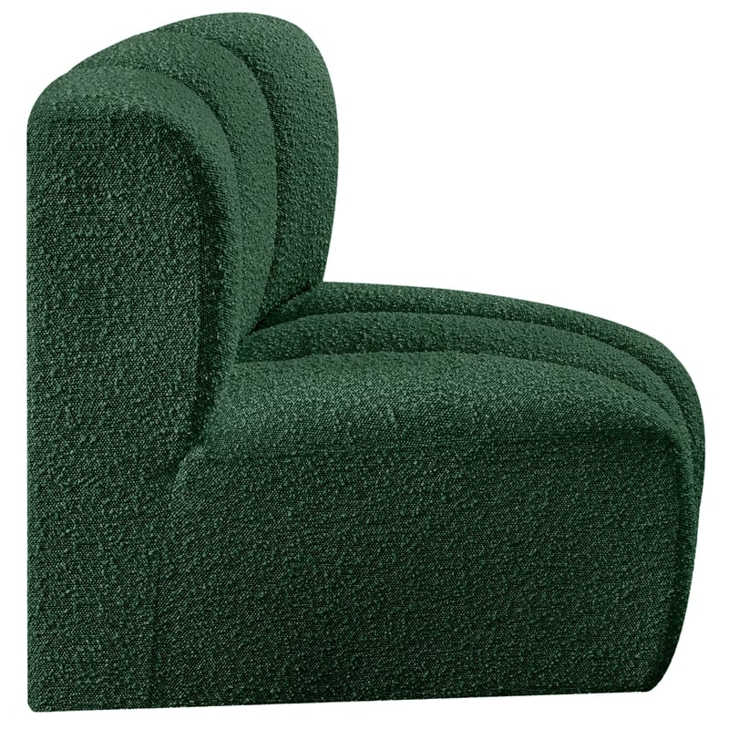 Bowery Hill Contemporary Rich Green Boucle Fabric Curved Corner