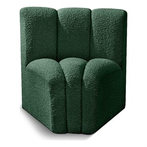 Bowery Hill Contemporary Rich Green Boucle Fabric Curved Corner
