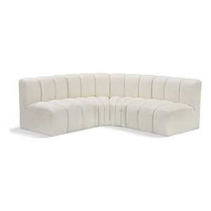 Bowery Hill Contemporary Cream Vegan Leather Modular Sectional