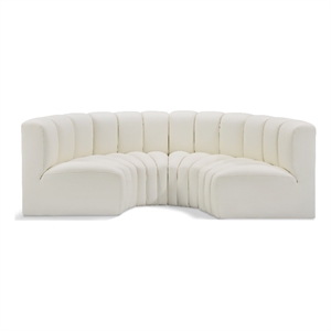 Bowery Hill Contemporary Cream Vegan Leather Modular Sectional