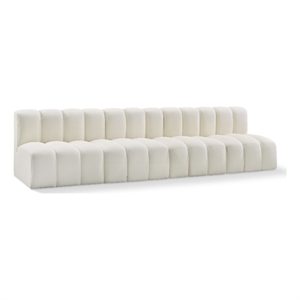 Bowery Hill Contemporary Cream Vegan Leather Modular Sectional