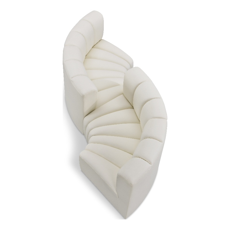 Bowery Hill Contemporary Cream Vegan Leather Modular Sectional