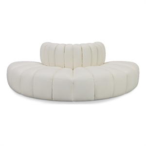Bowery Hill Contemporary Cream Vegan Leather Modular Sectional