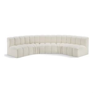 Bowery Hill Contemporary Cream Vegan Leather Modular Sectional