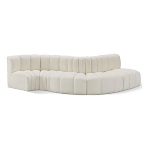 Bowery Hill Contemporary Cream Vegan Leather Modular Sectional