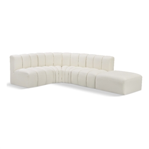Bowery Hill Contemporary Cream Vegan Leather Modular Sectional
