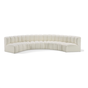 Bowery Hill Contemporary Cream Vegan Leather Modular Sectional