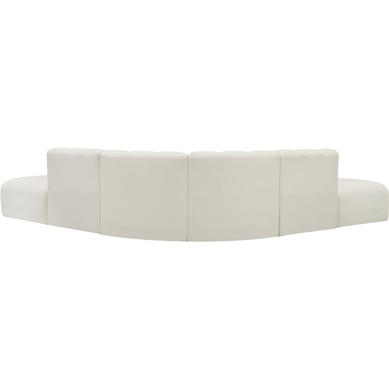Bowery Hill Contemporary Cream Vegan Leather Modular Sectional