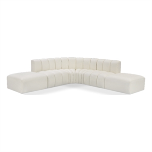 Bowery Hill Contemporary Cream Vegan Leather Modular Sectional
