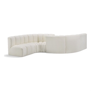 Bowery Hill Contemporary Cream Vegan Leather Modular Sectional